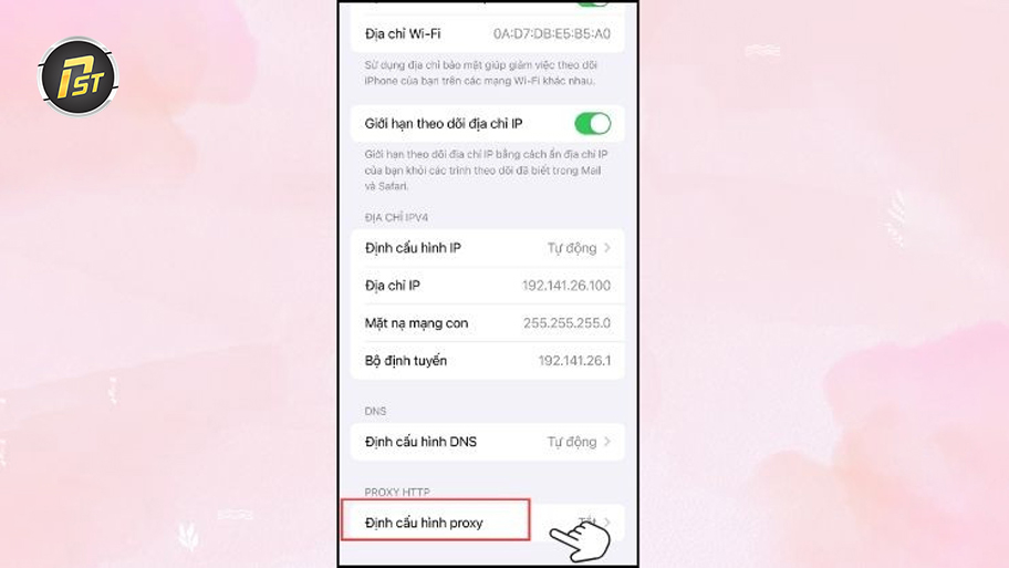 Bước 2 trong quy trình cài đặt proxy trên điện thoại Iphone