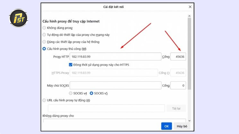Bước 3 trong quy trình cài đặt proxy trên firefox