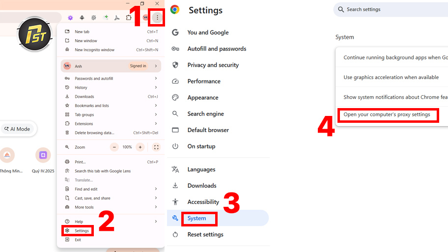 Các bước cài đặt proxy trên Chrome