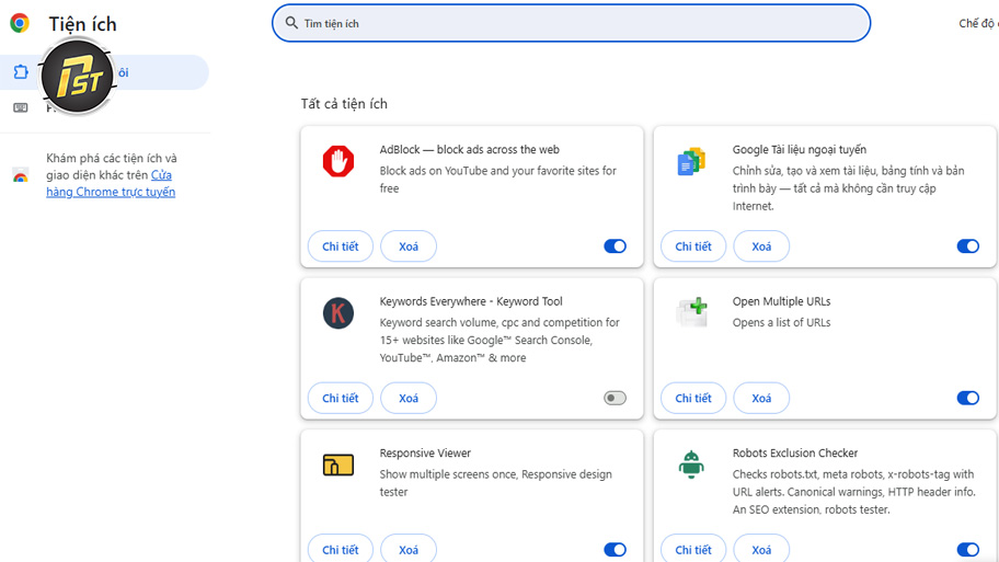 Các tiện ích ảnh hưởng đến cài đặt proxy cho Chrome