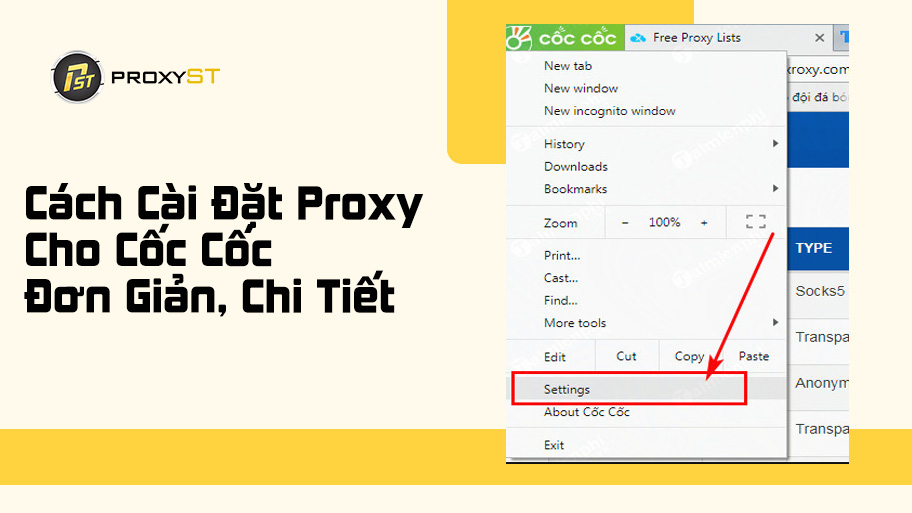 Cách cài đặt Proxy cho Cốc Cốc