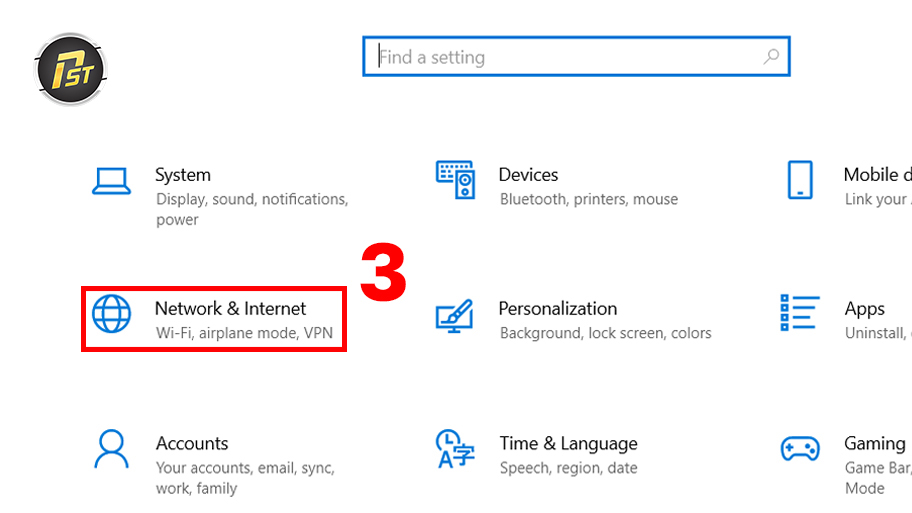 Chọn mục cài đặt network