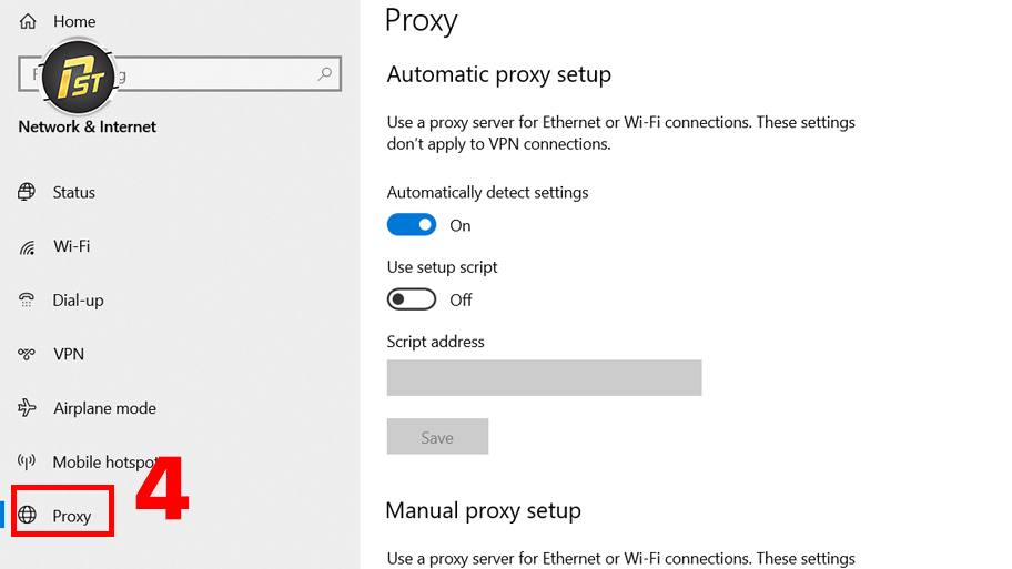 Chọn mục có tên proxy