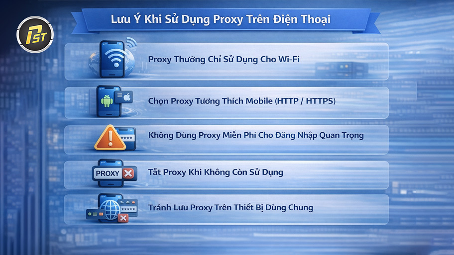 Lưu ý khi sử dụng proxy cho điện thoại