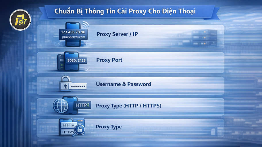 Thông tin cần chuẩn bị khi cài đặt proxy cho điện thoại