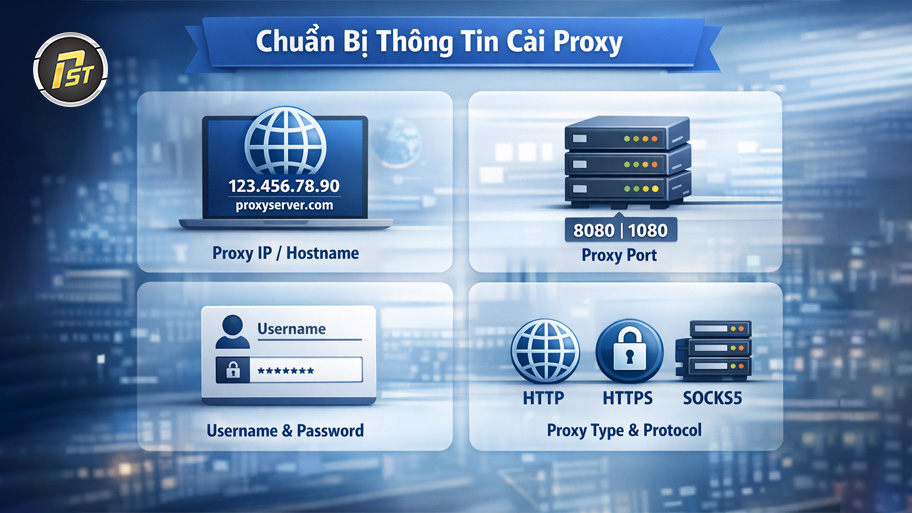 Thông tin cần chuẩn bị khi cài đặt proxy cho máy tính