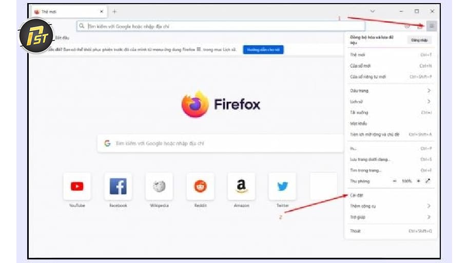 Mở setting trong FireFox
