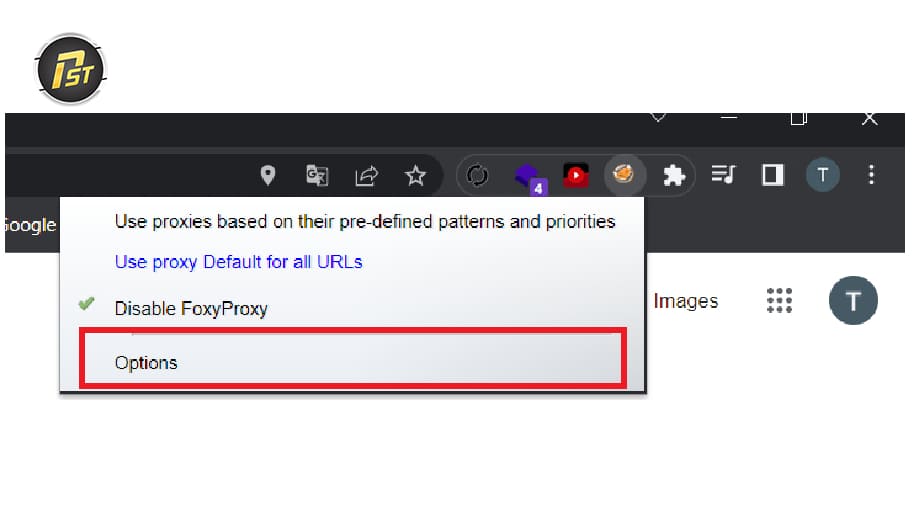 Chọn mở extension FoxyProxy