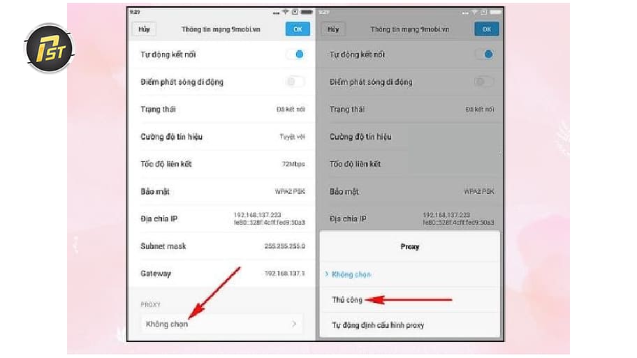 Bước 2: Chọn mở cài đặt thủ công cho proxy