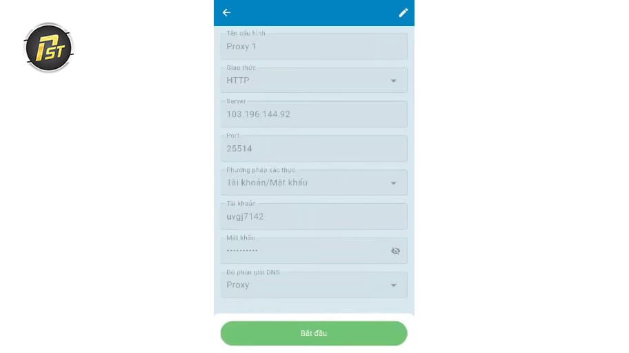 Nhập toàn bộ thông tin proxy và lưu lại cài đặt