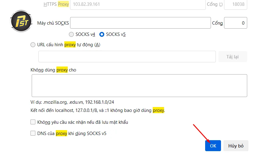 Bước 9 trong quy trình cài Proxy cho Firefox