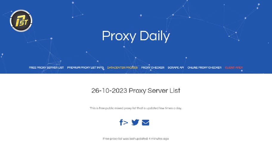 Proxy Daily - Cập nhật các danh sách máy chủ mới mỗi ngày để đảm bảo tính cập nhật mới nhất của dữ liệu