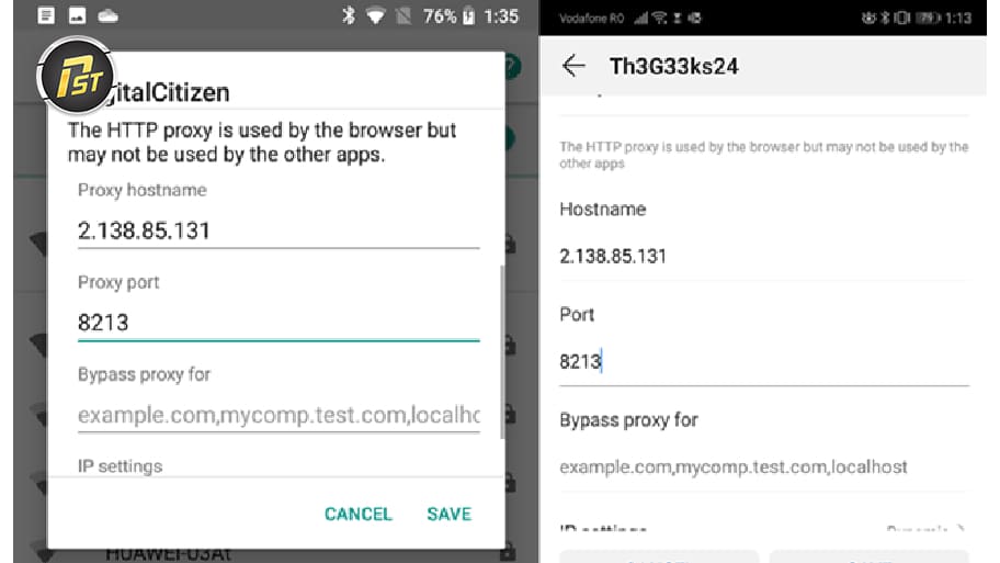 Điền thông tin Proxy