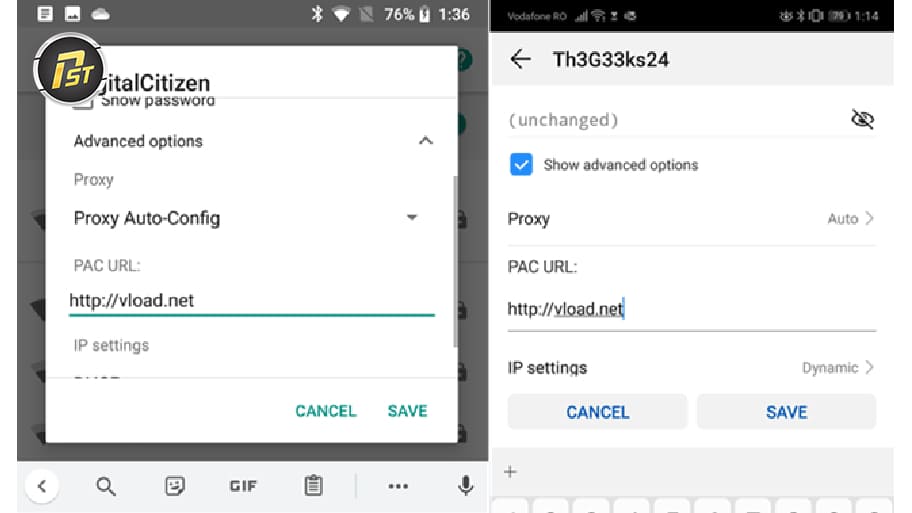 Điền URL địa chỉ trang web của máy chủ proxy hoặc script cấu hình máy chủ proxy khi chọn tự động cấu hình Proxy