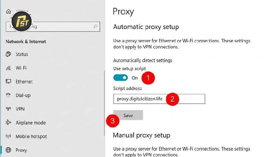 Kiểm tra các tính năng đã được bật và điền URL của proxy vào Script address