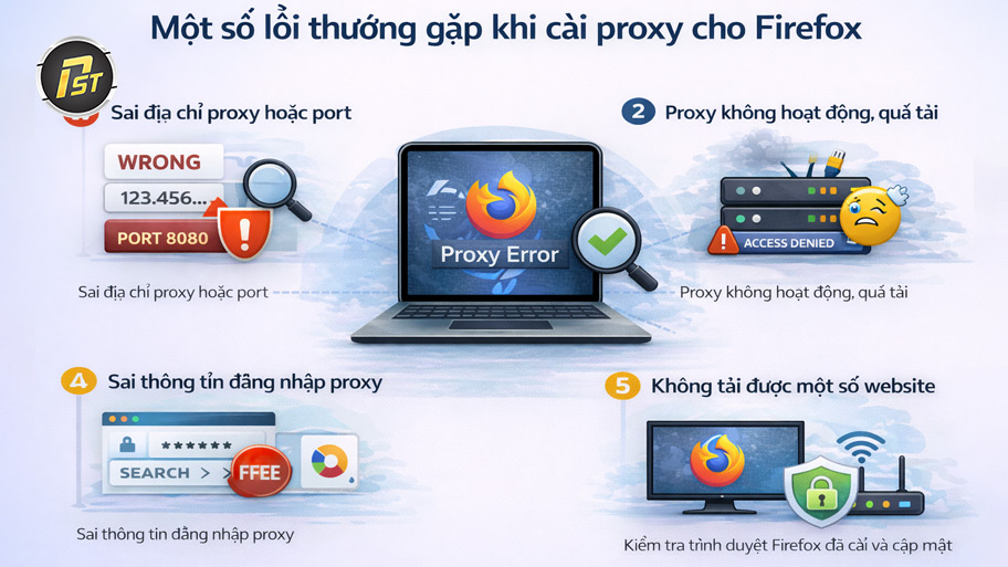 Lỗi thường gặp khi cài Proxy cho Firefox