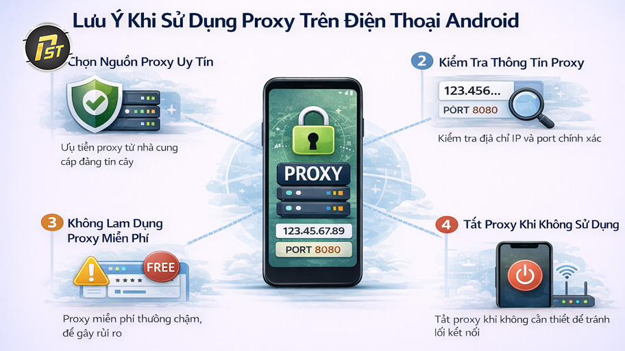 Lưu ý khi sử dụng Proxy trên điện thoại Android