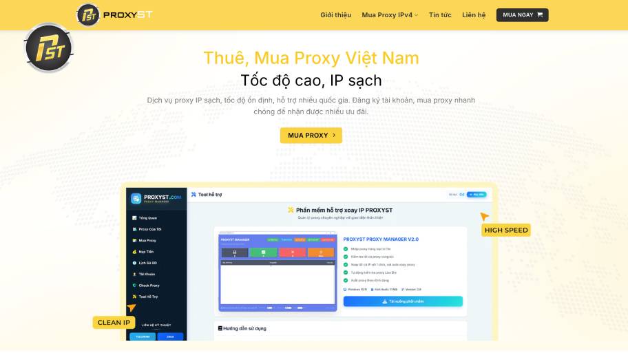 ProxyST cung cấp proxy IP sạch tốc độ cao ổn định tại Việt Nam