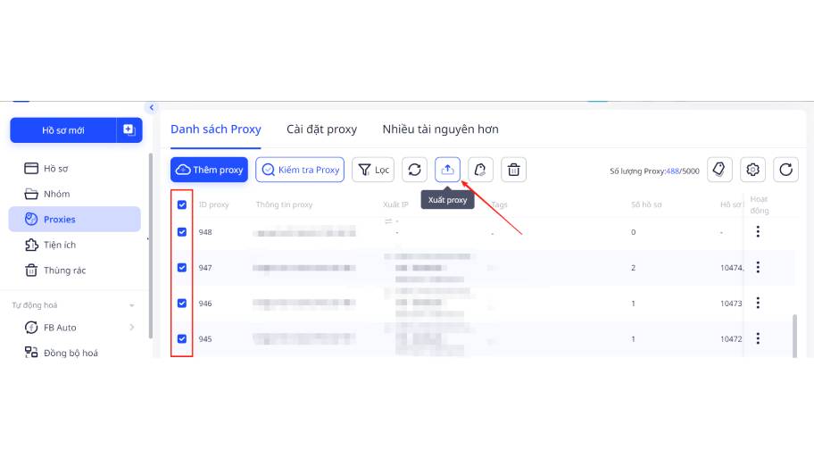 Hướng Dẫn Sử Dụng Proxy Trên Adspower Đơn Giản Và Nhanh Chóng Click vào Xuất proxy