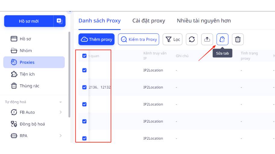 Hướng Dẫn Sử Dụng Proxy Trên Adspower Đơn Giản Và Nhanh Chóng Click chọn để chỉnh sửa hàng loạt