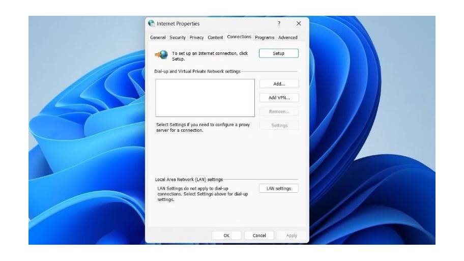 Click LAN settings