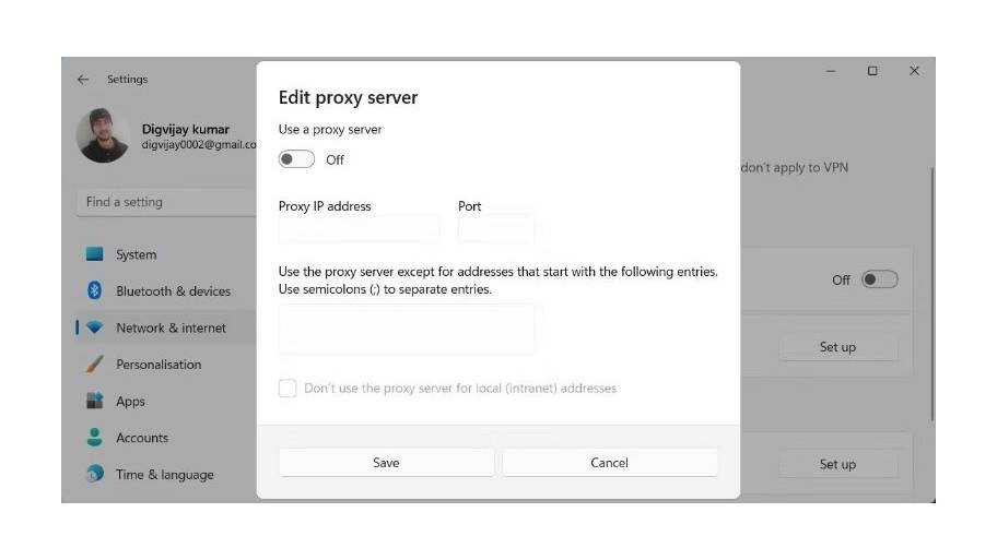 Tắt Use a proxy server