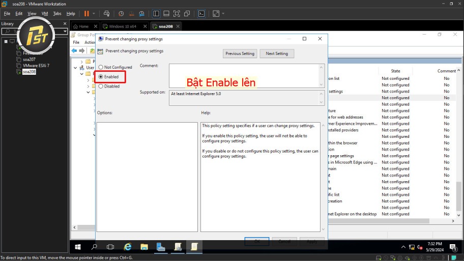 Cấm Clients điều chỉnh Proxy bằng cách bật Enable