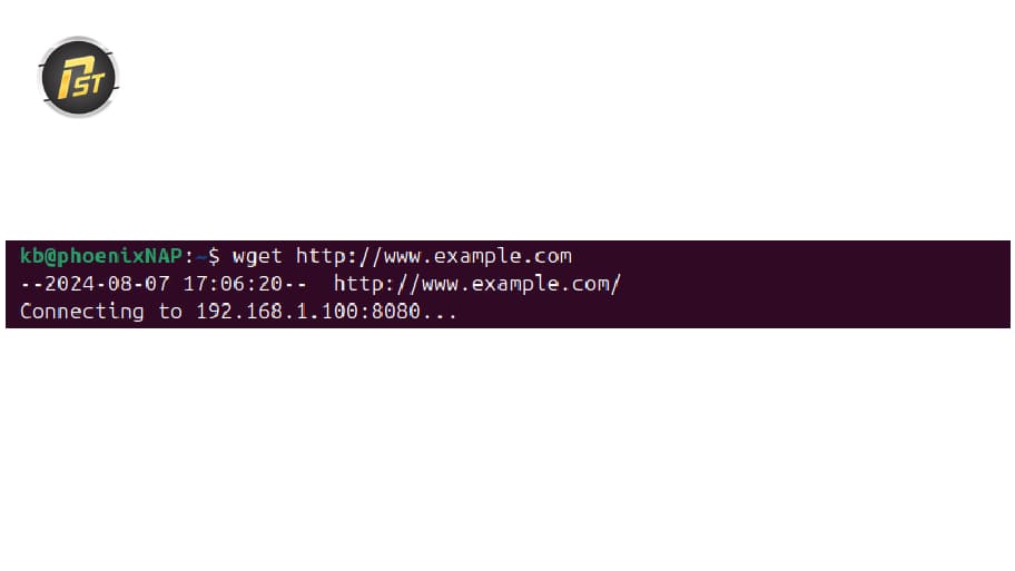 Kiểm tra proxy bằng lệnh wget để xác nhận hệ thống có thể tải trang web thông qua máy chủ proxy