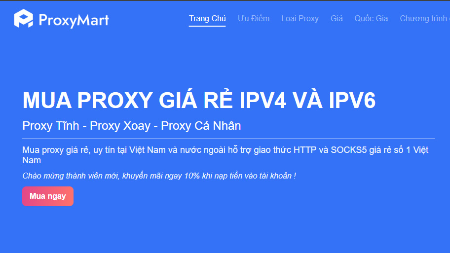 ProxyMart chuyên cung cấp proxy giá rẻ, sản phẩm đa dạng