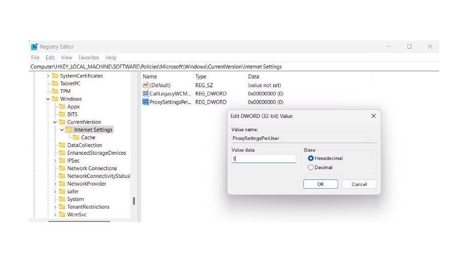 Click DWORD vừa tạo và đặt Value data thành 1
