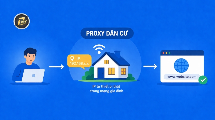Dữ liệu sẽ được đi đến website bằng địa chỉ IP dân cư